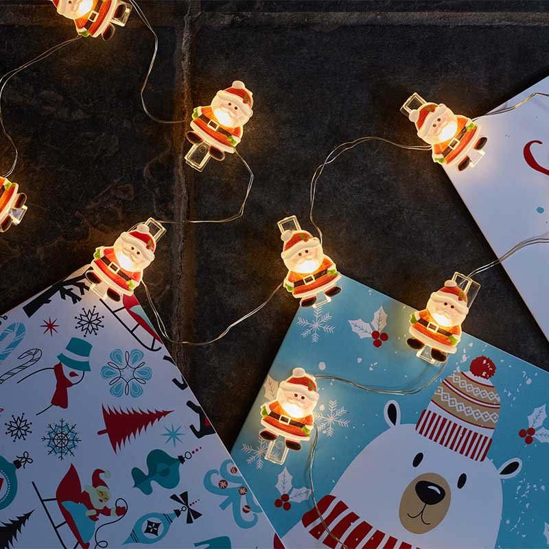 ClipCard Santa String Lights
