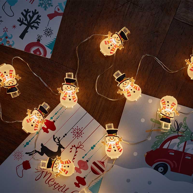 ClipCard Snowman String Lights