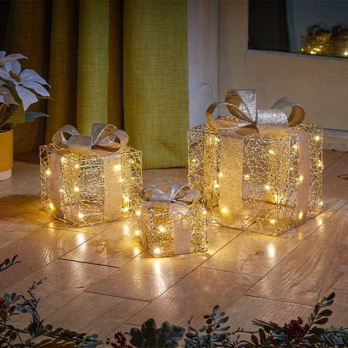 Gold Weave Faux Gift Boxes