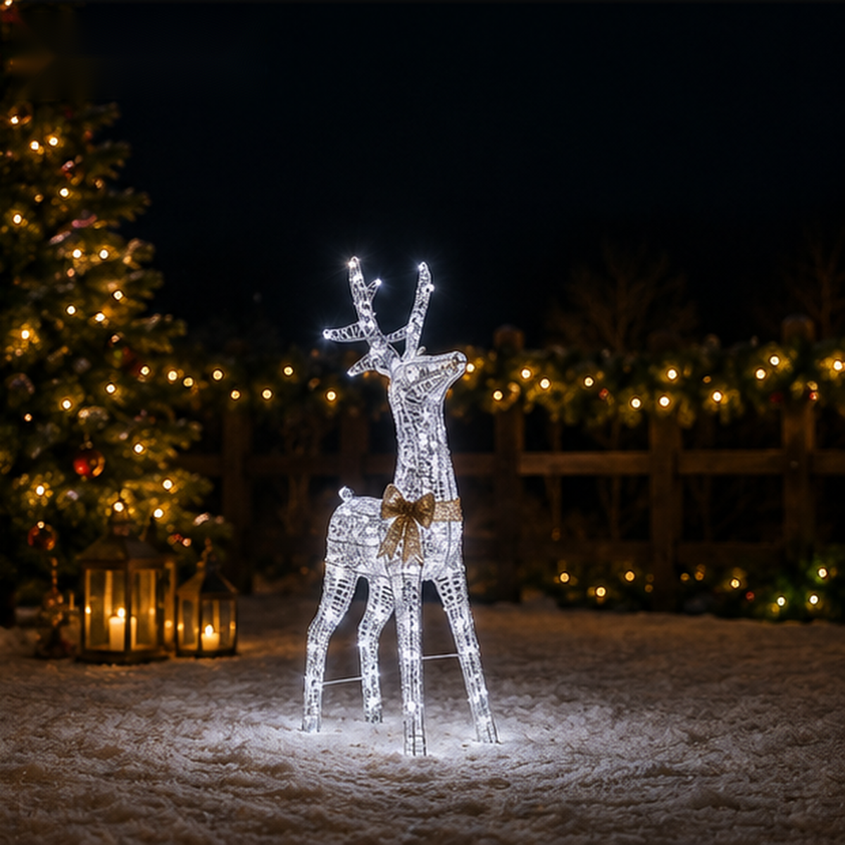 Three Kings GlitterTwist Silver Reindeer 80cm