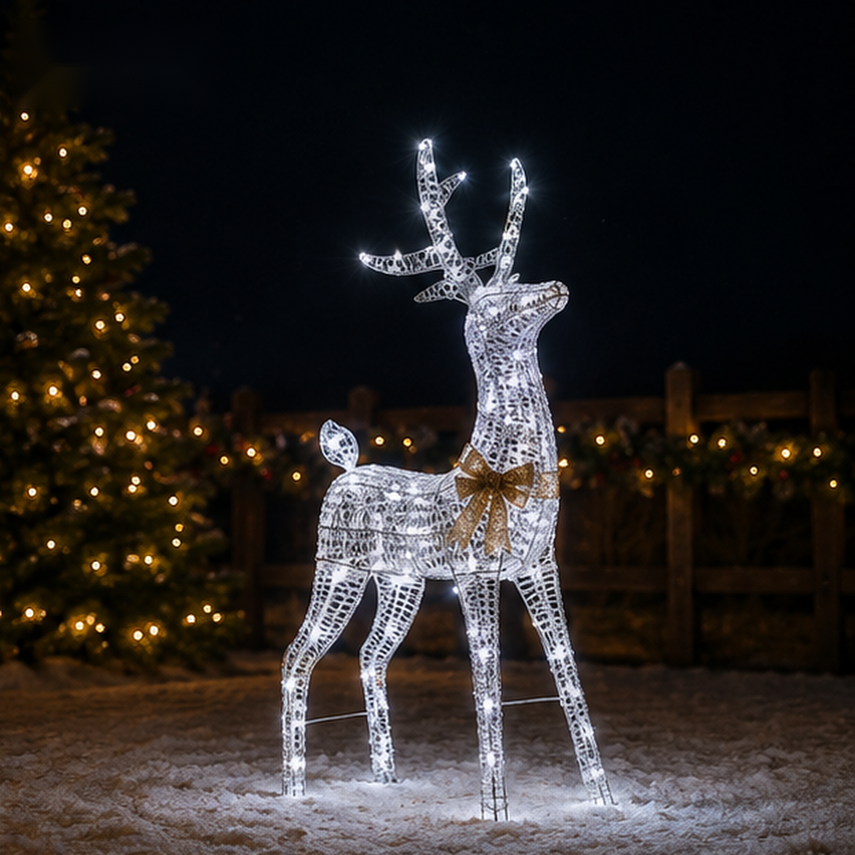 Three Kings GlitterTwist Silver Reindeer 115cm