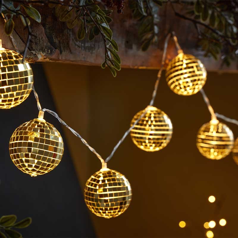 GlitterBall String Lights Gold