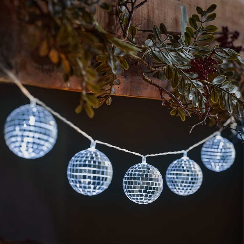 GlitterBall String Lights Silver