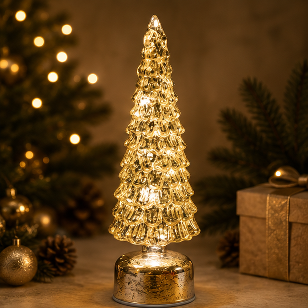 Spinning WonderTree Gold LED Christmas Decoration