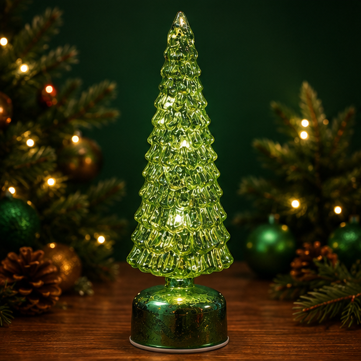 Spinning WonderTree Emerald LED Christmas Decoration