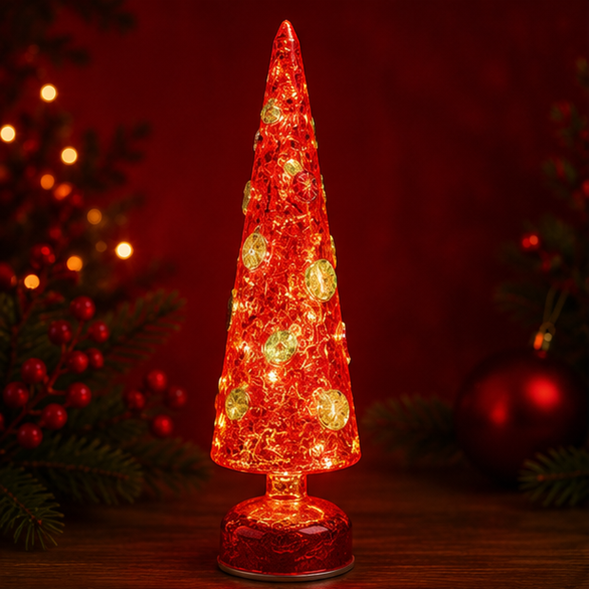Spinning DecoTree Ruby LED Christmas Decoration
