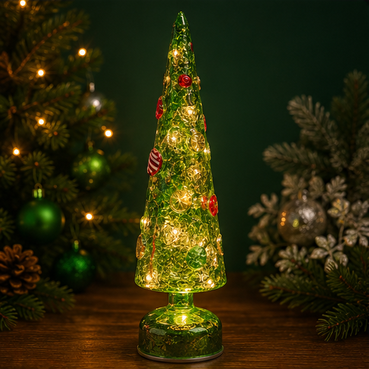 Spinning DecoTree Emerald LED Christmas Decoration