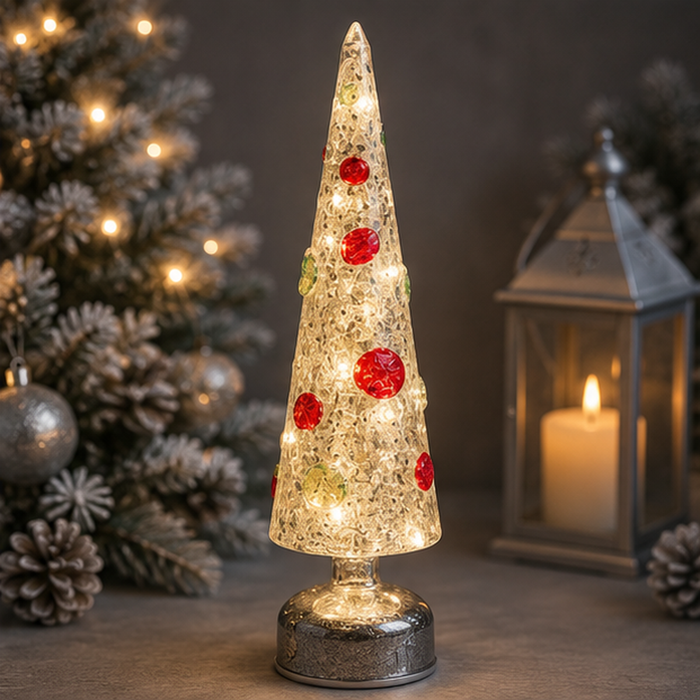 Spinning DecoTree Silver LED Christmas Decoration
