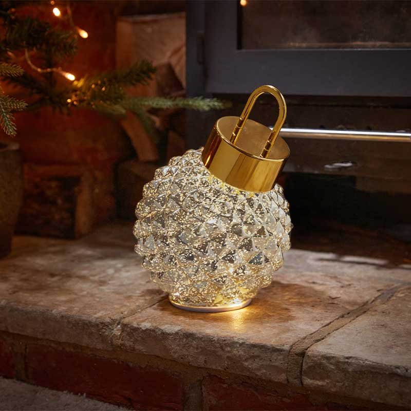 Spinning DecoBauble Silver LED Christmas Decoration