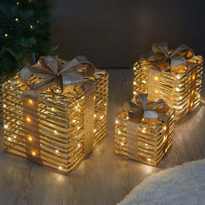 Gold Braid Faux Gift Boxes