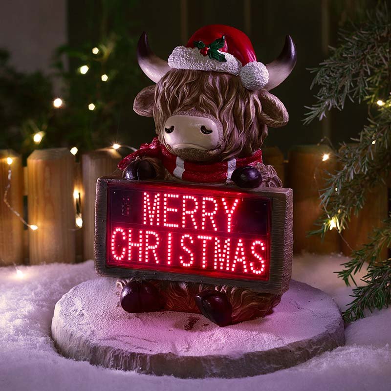 Highland Cow Merry Christmas Sign