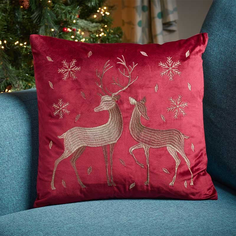 Reindeer Cushion Ruby