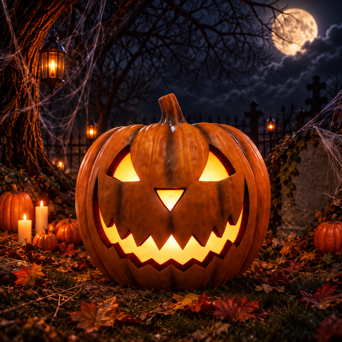 Halloween Pumpkin Ornament with LED Lighting