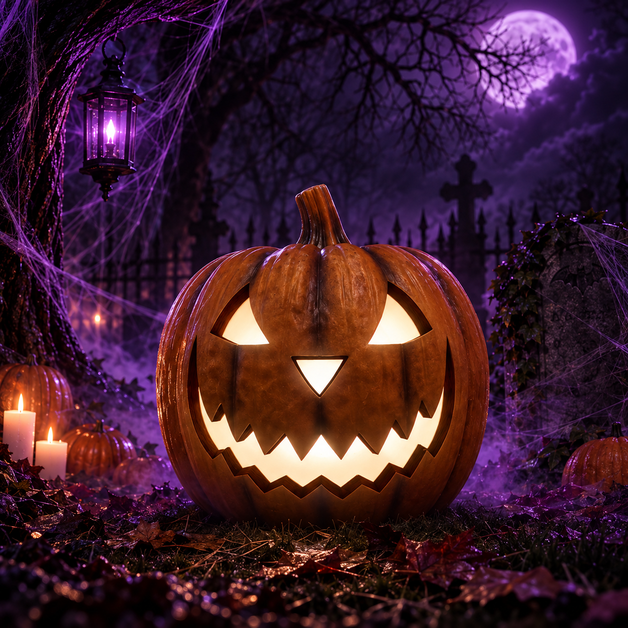 Halloween Pumpkin Ornament with LED Lighting