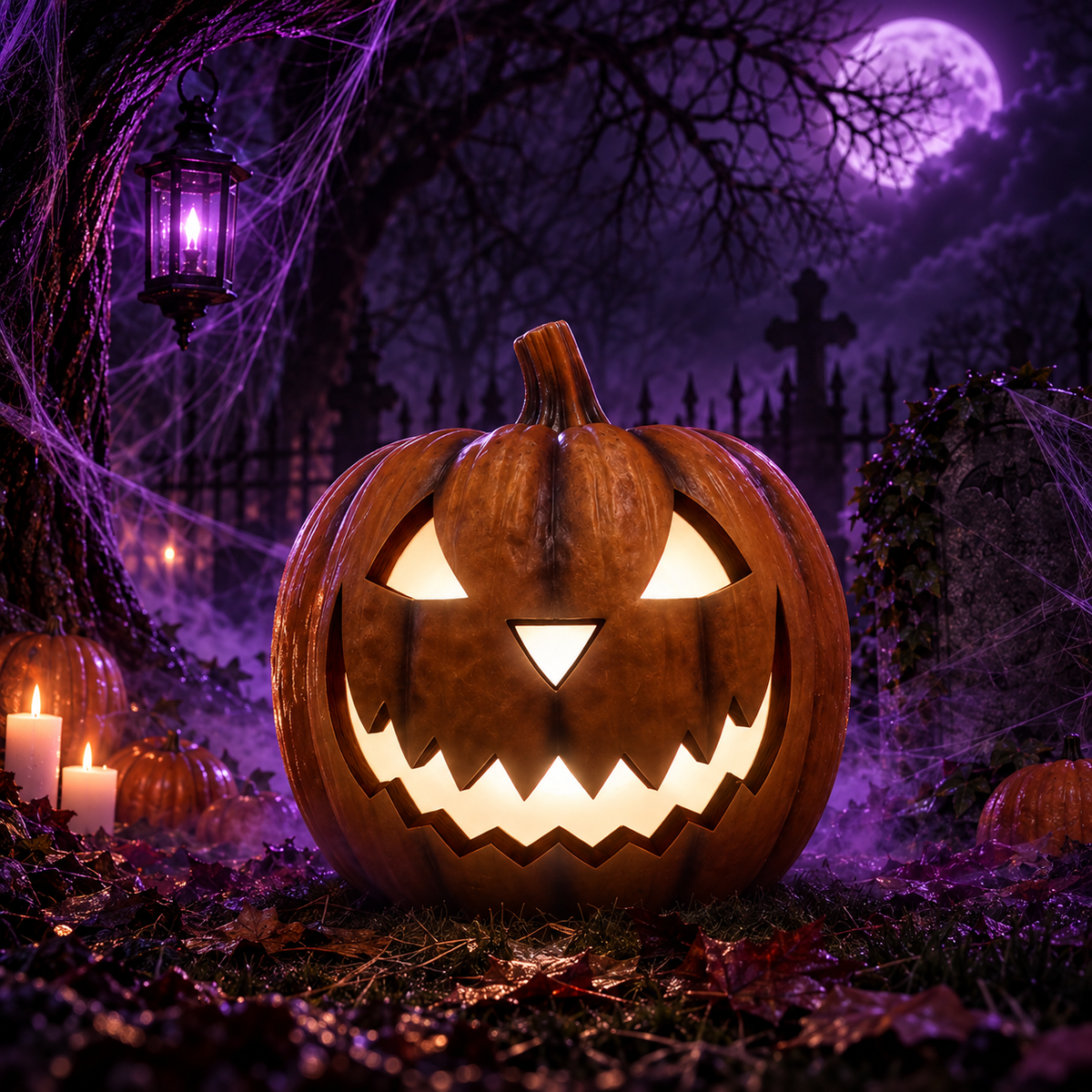 Halloween Pumpkin Ornament with LED Lighting