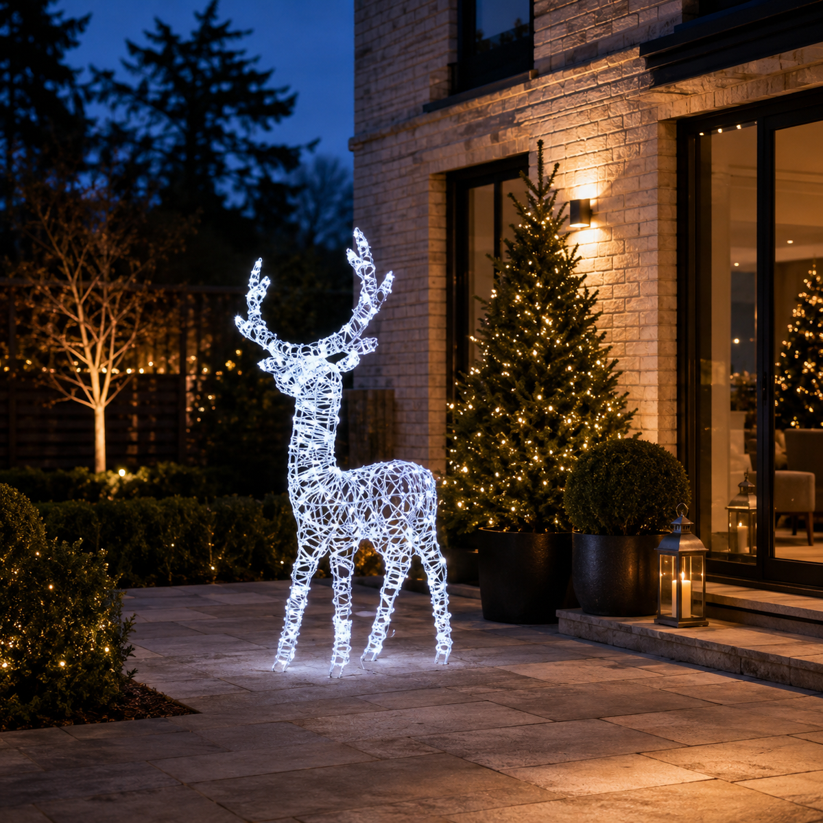 Rattan White Faux Stag 125cm