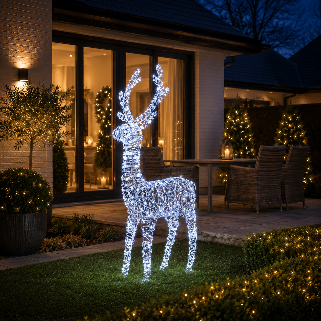 Rattan White Faux Stag 150cm