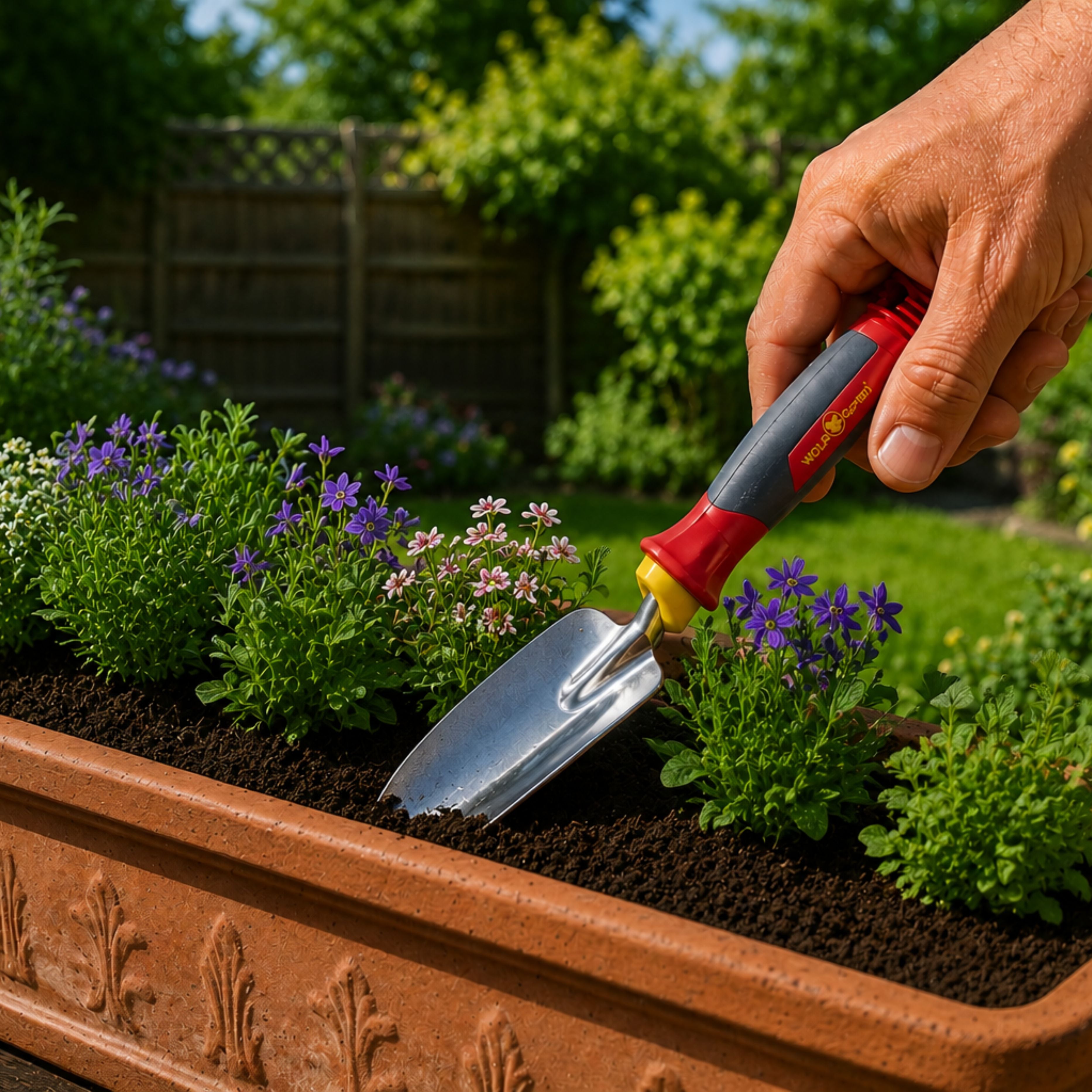 Wolf Garten 5cm Narrow Planting Trowel with Comfort Grip Fixed Handle