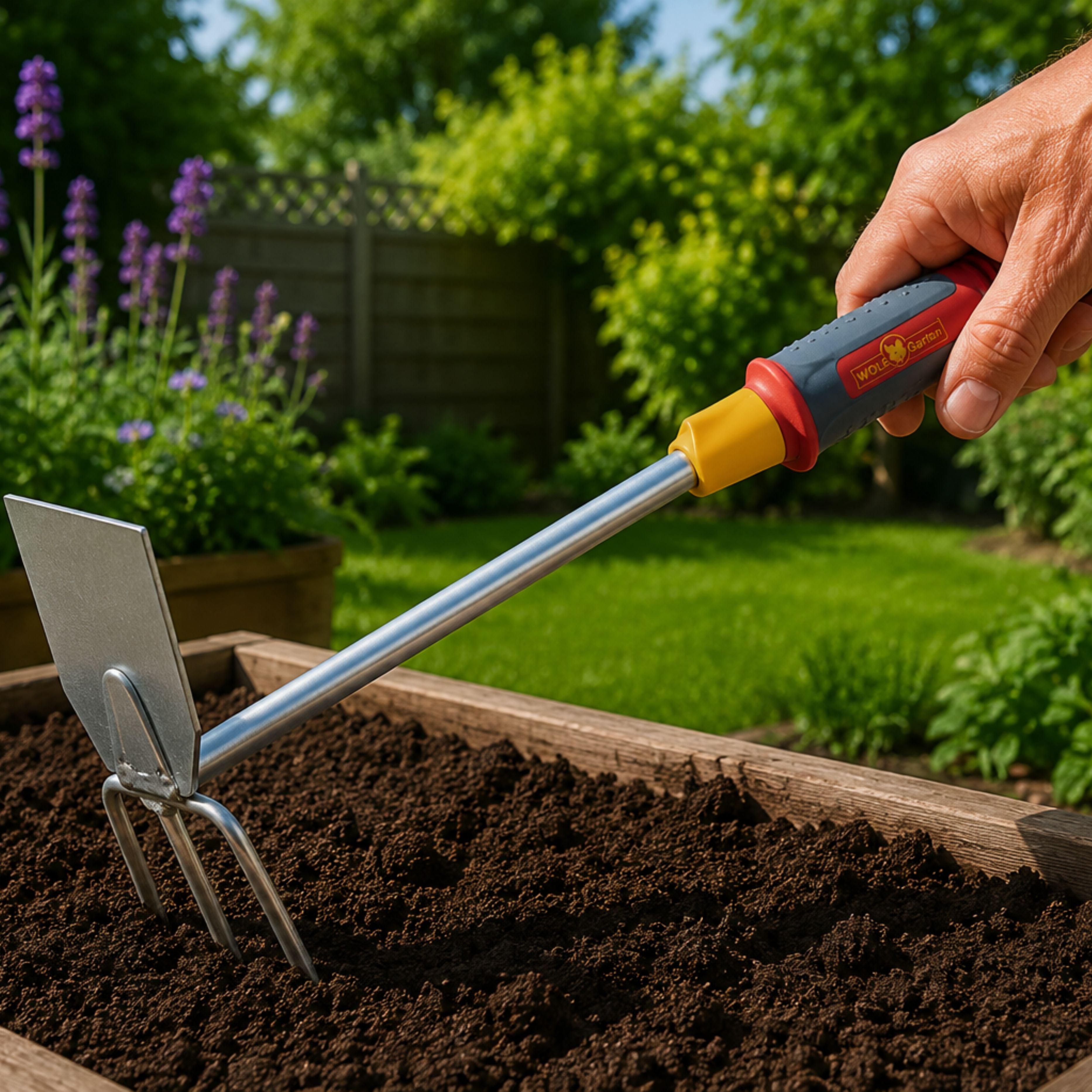 Wolf Garten 7cm Double Hoe with Comfort Grip Fixed Handle