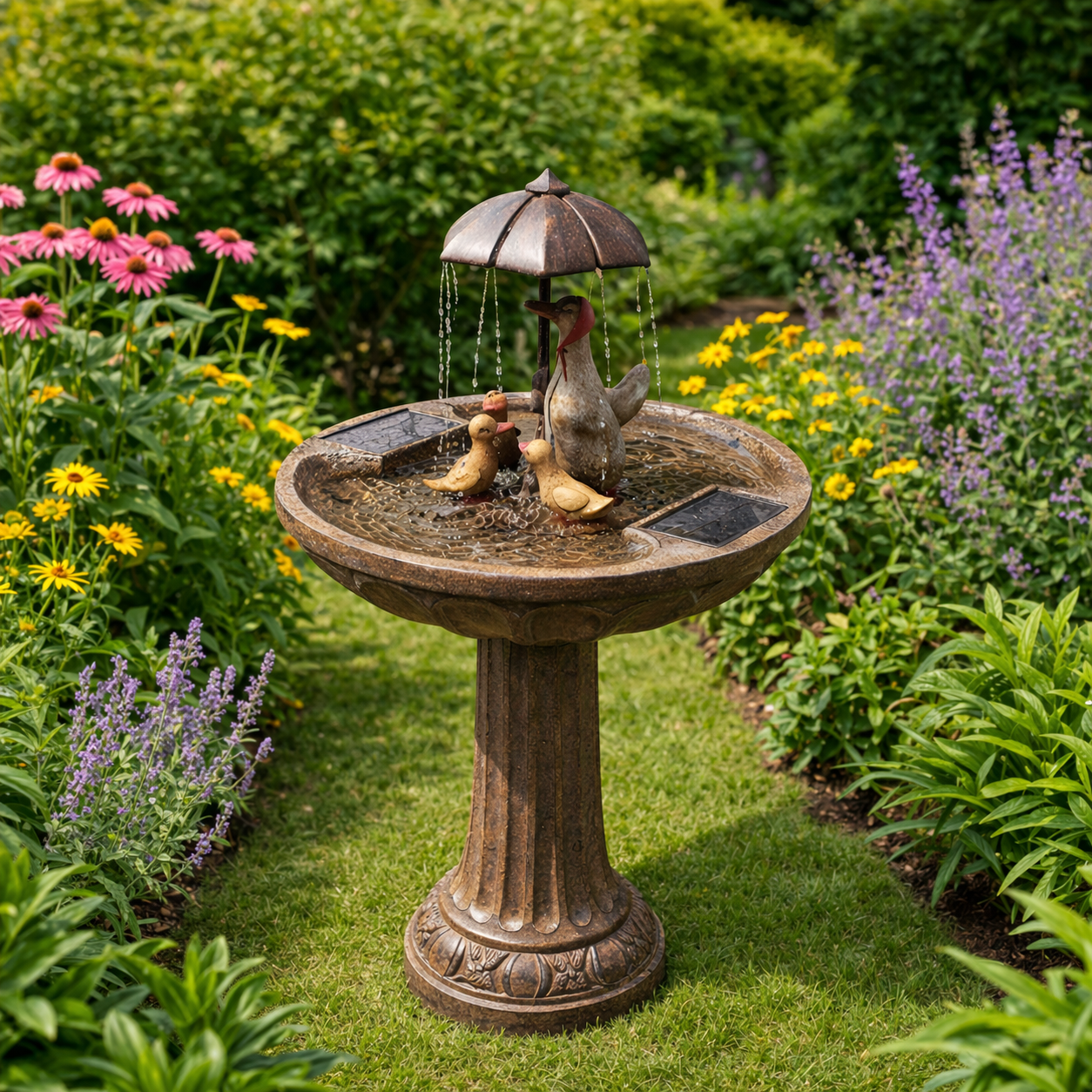 Duck Family Solar Water Feature