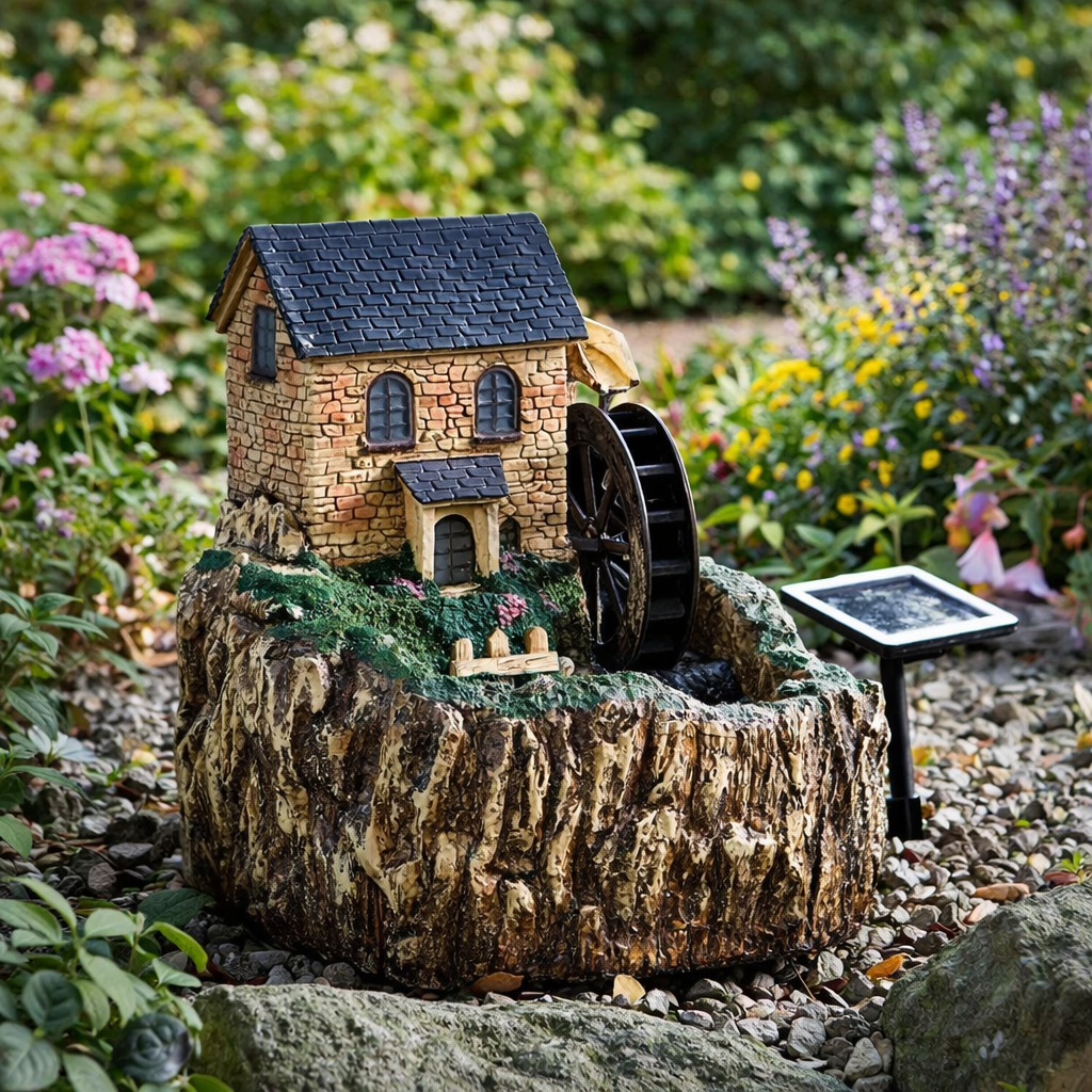 Water Mill Solar Water Feature