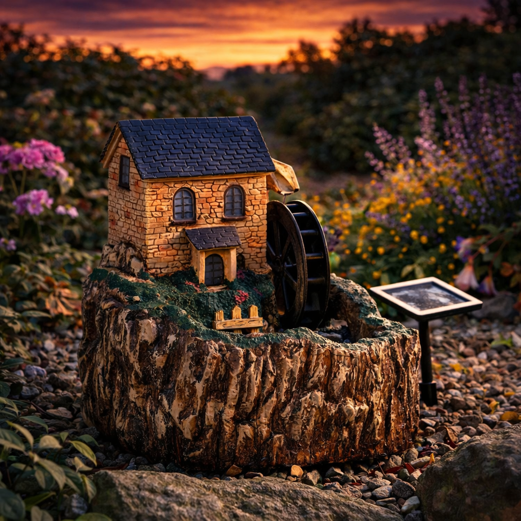 Water Mill Solar Water Feature