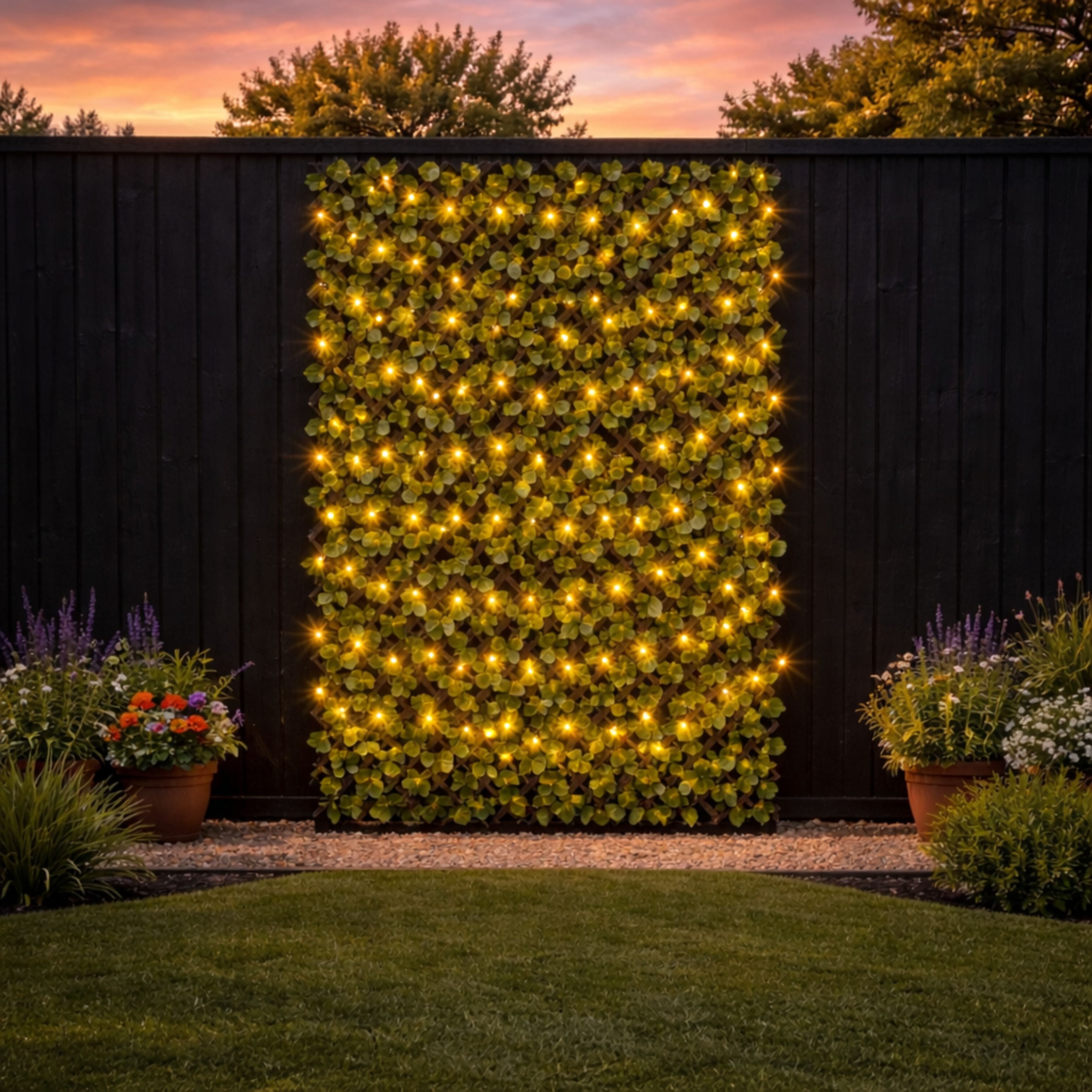 Expanding Trellis with Artificial Leaves – 100cm x 200cm Garden Screening Panel