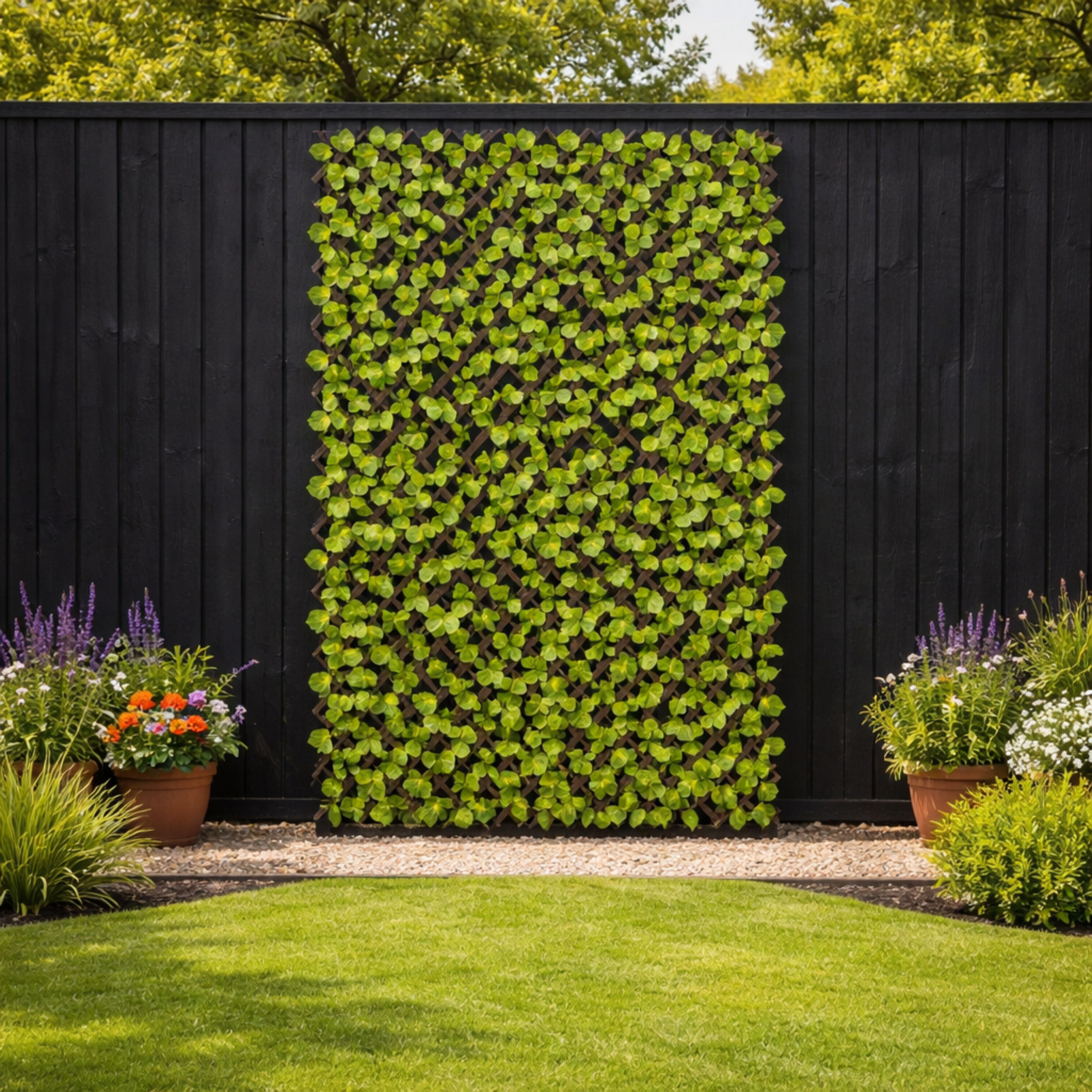 Expanding Trellis with Artificial Leaves – 100cm x 200cm Garden Screening Panel