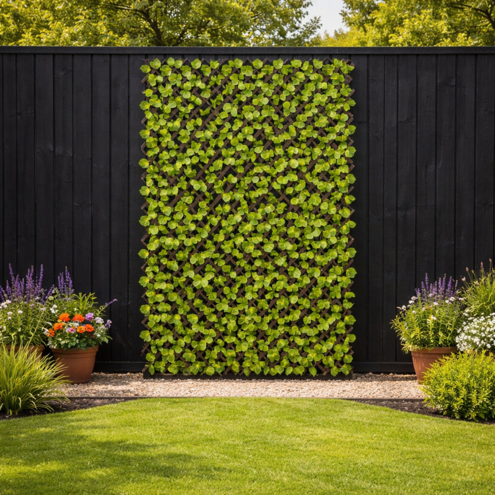 Expanding Trellis with Artificial Leaves – 100cm x 200cm Garden Screening Panel