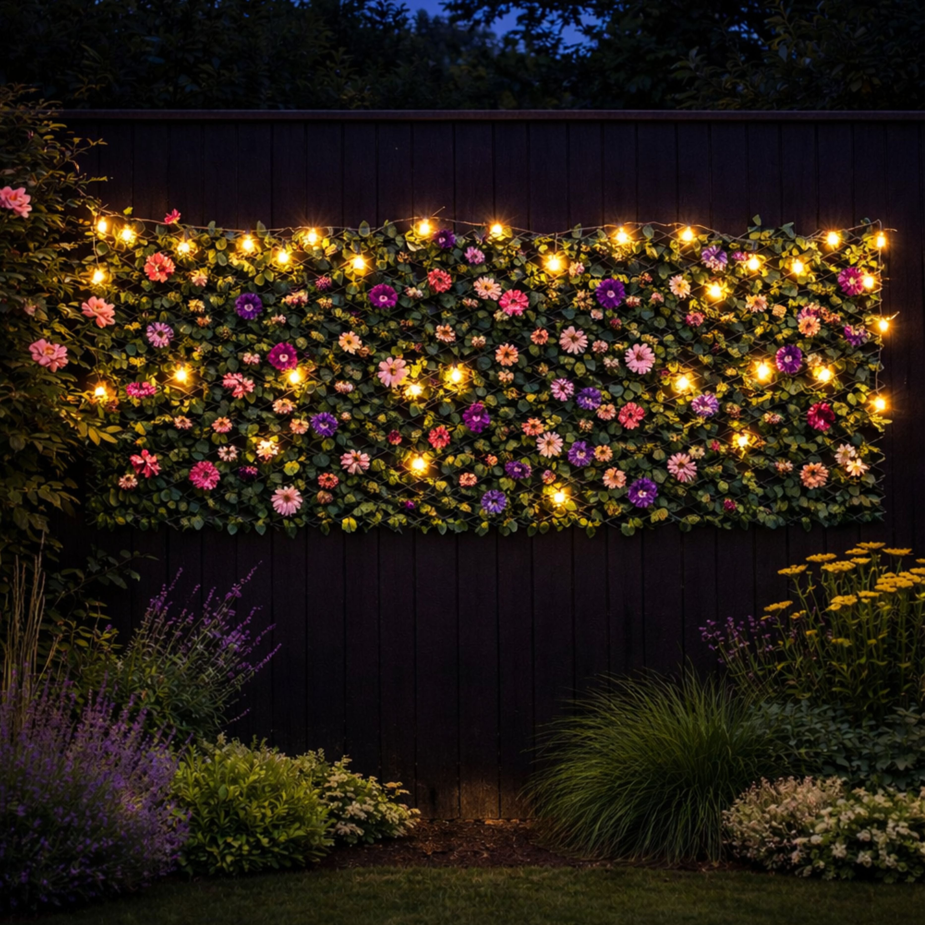 Expanding Trellis with Artificial Leaves – 60cm x 180cm Garden Screening Panel