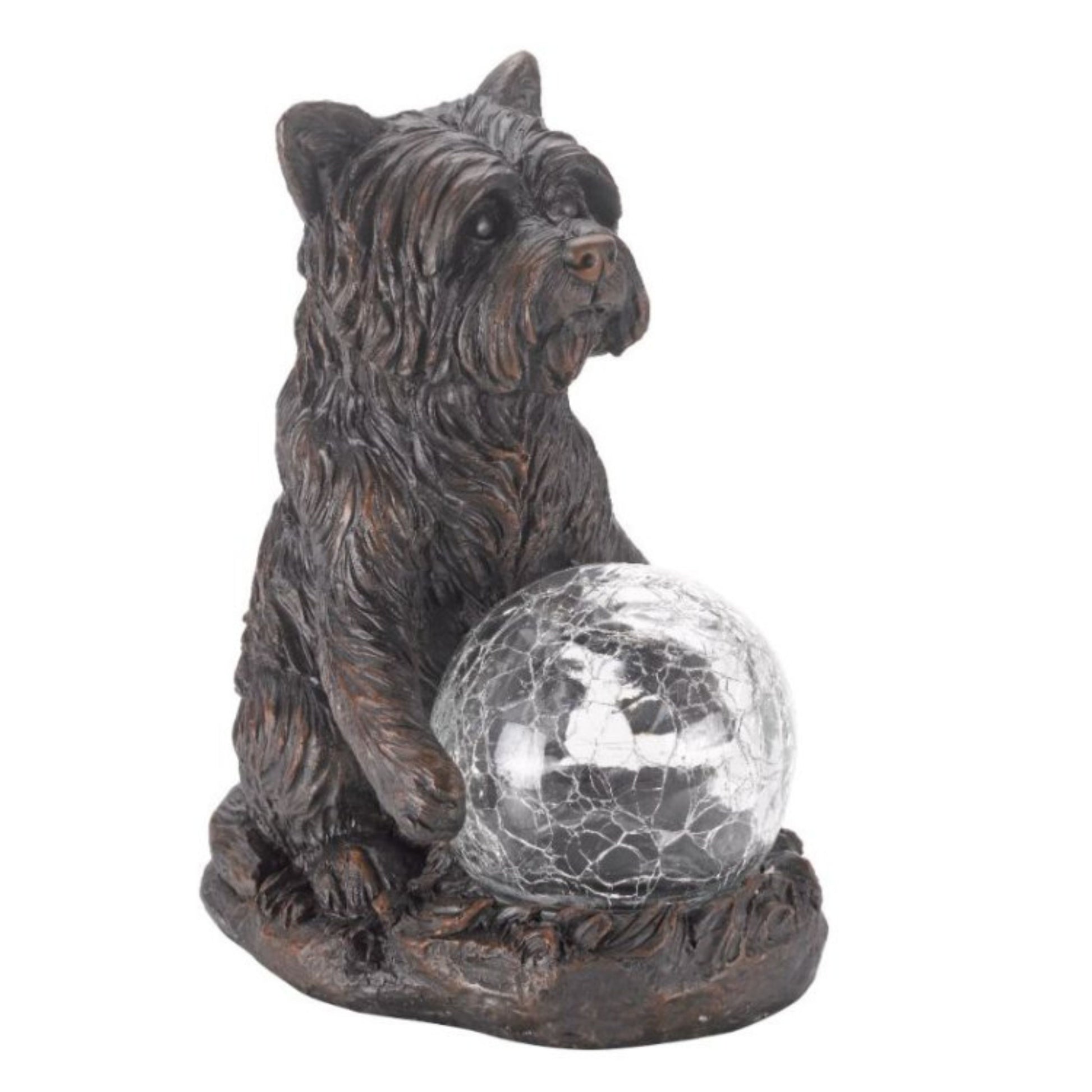 Dog figurine for garden with solar light ball 
