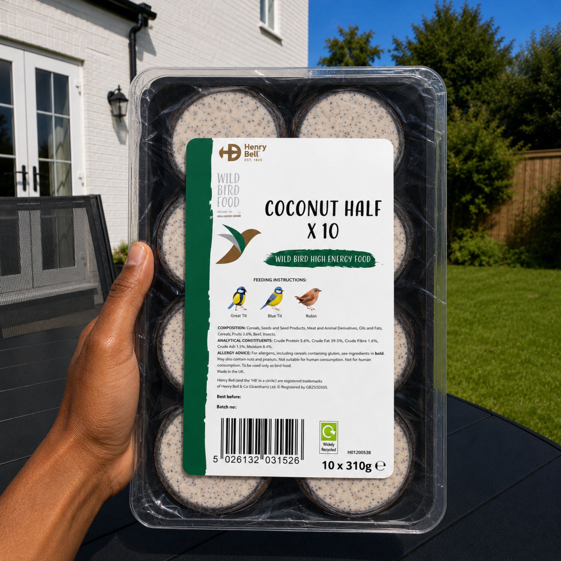 Henry Bell Whole Suet Coconut 10 Pack – Ready to Feed Wild Bird Treat