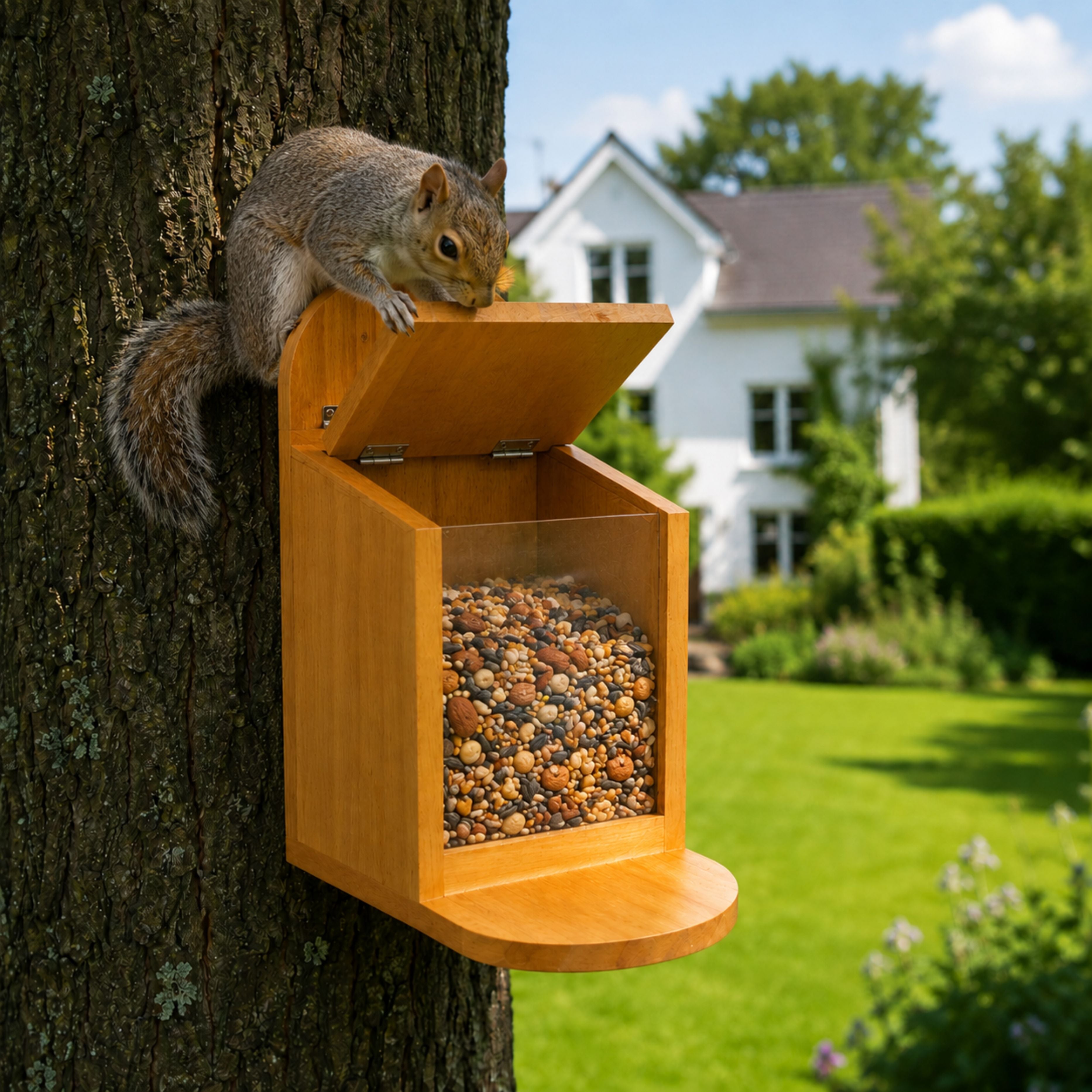 Henry Bell Squirrel Feeder – Wooden Wildlife Feeding Station
