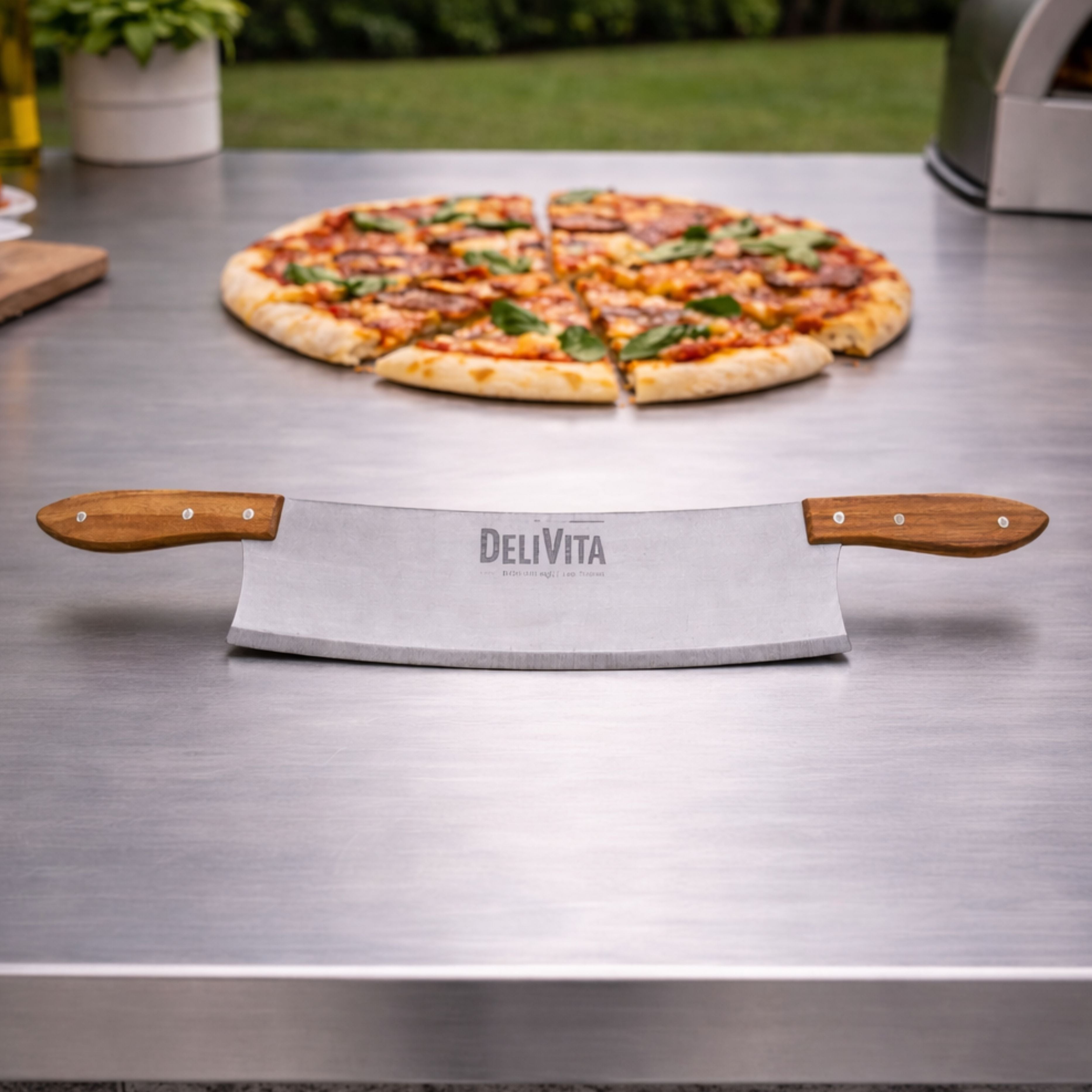 DeliVita Pizza Wheel Cutter – Stainless Steel Blade with Wooden Handle