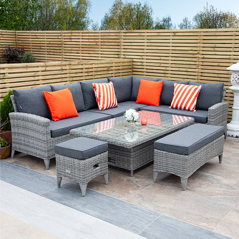 ENJOi Bordeaux Rectangle L Corner Height Adjustable Table Set