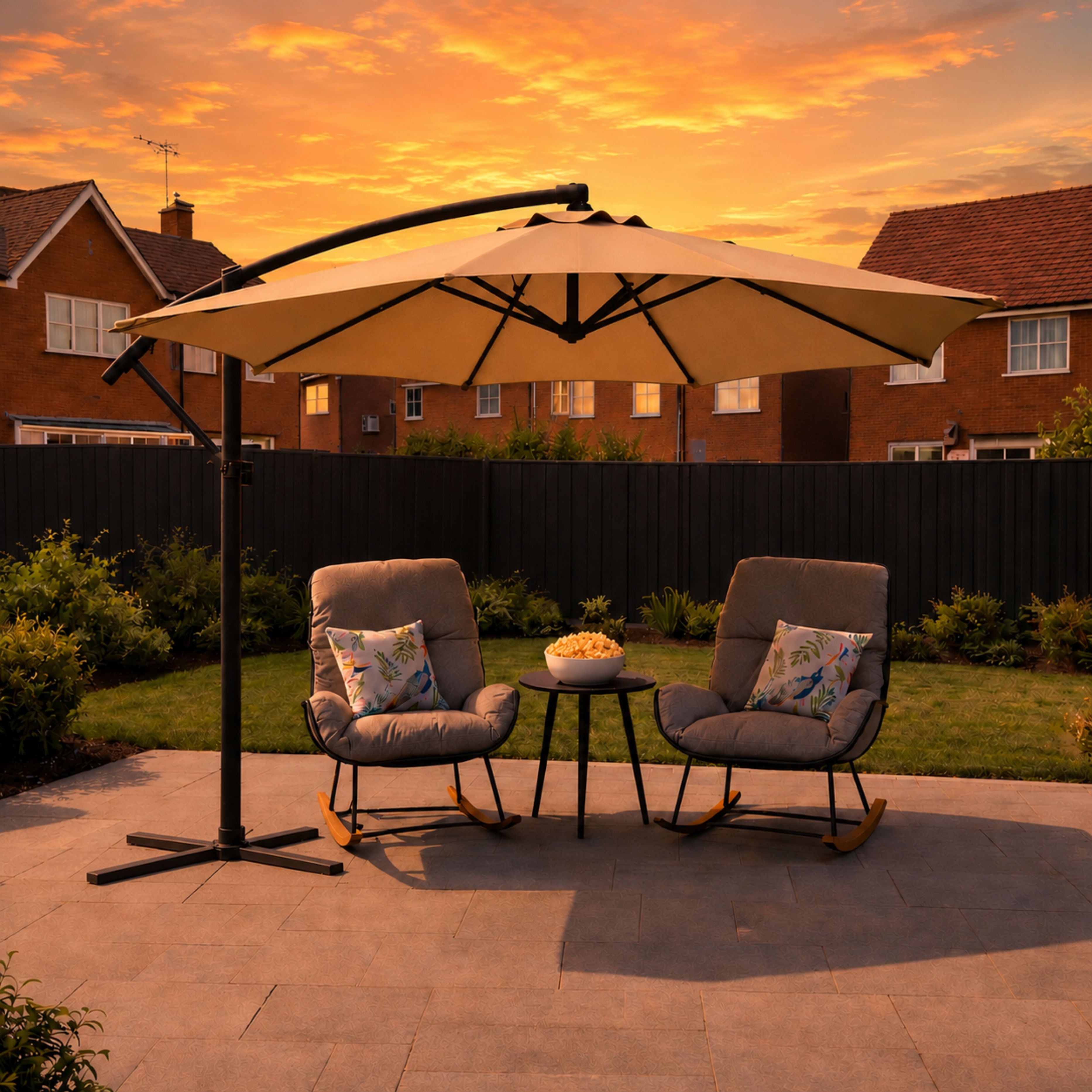 large cantilever patio umbrellas uk 3m Square Parasol Grey | Polhill Garden Centre a resort garden Sumbrellon 3 X 3 M