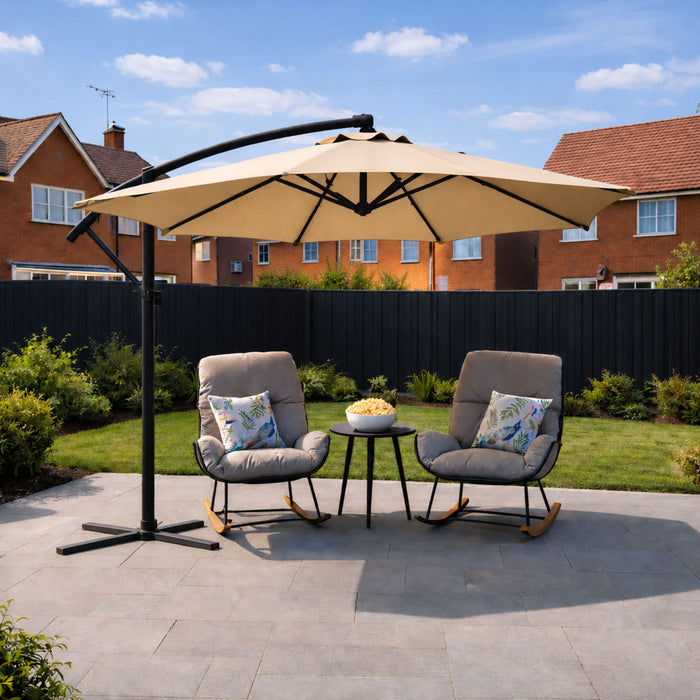 ENJOi Crown Round Banana Cantilever Parasol Taupe – 3m