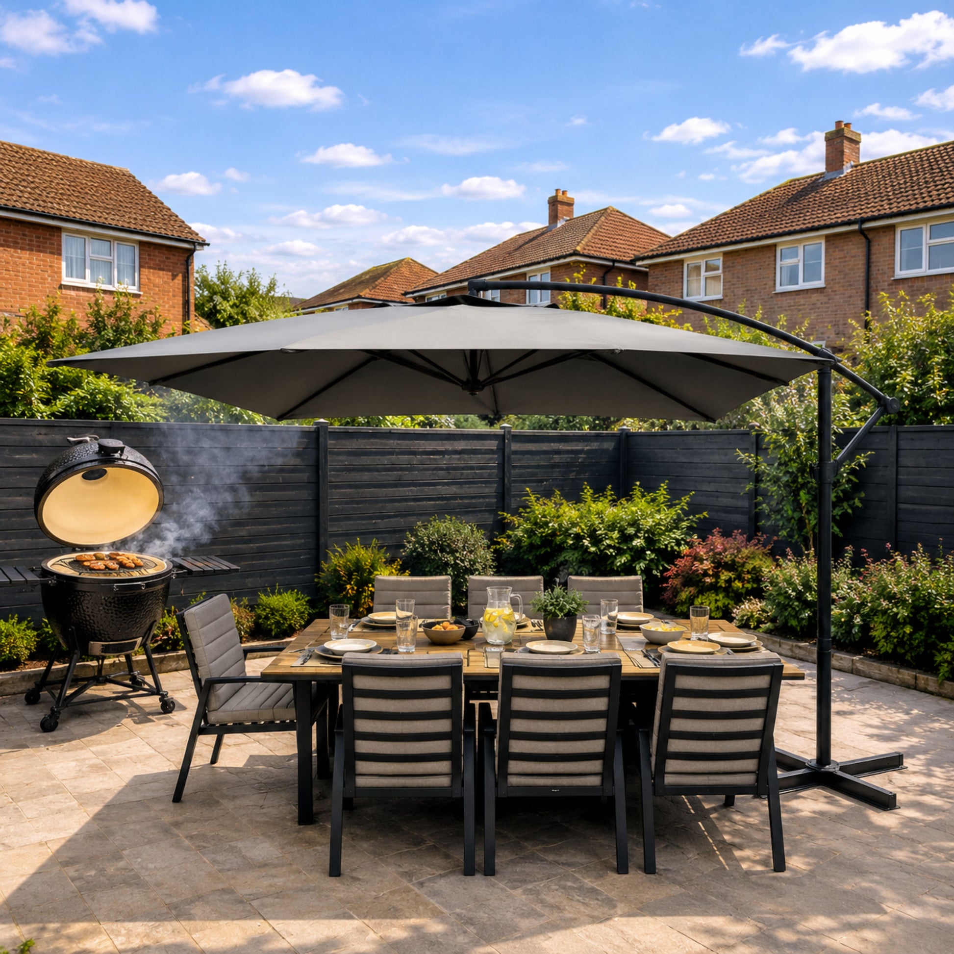 ENJOi Royal Rectangular Banana Cantilever Parasol Grey – 3m x 2m