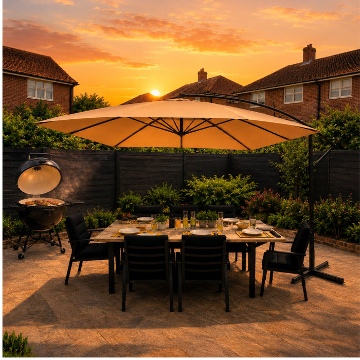 ENJOi Royal Rectangular Banana Cantilever Parasol Taupe – 3m x 2m