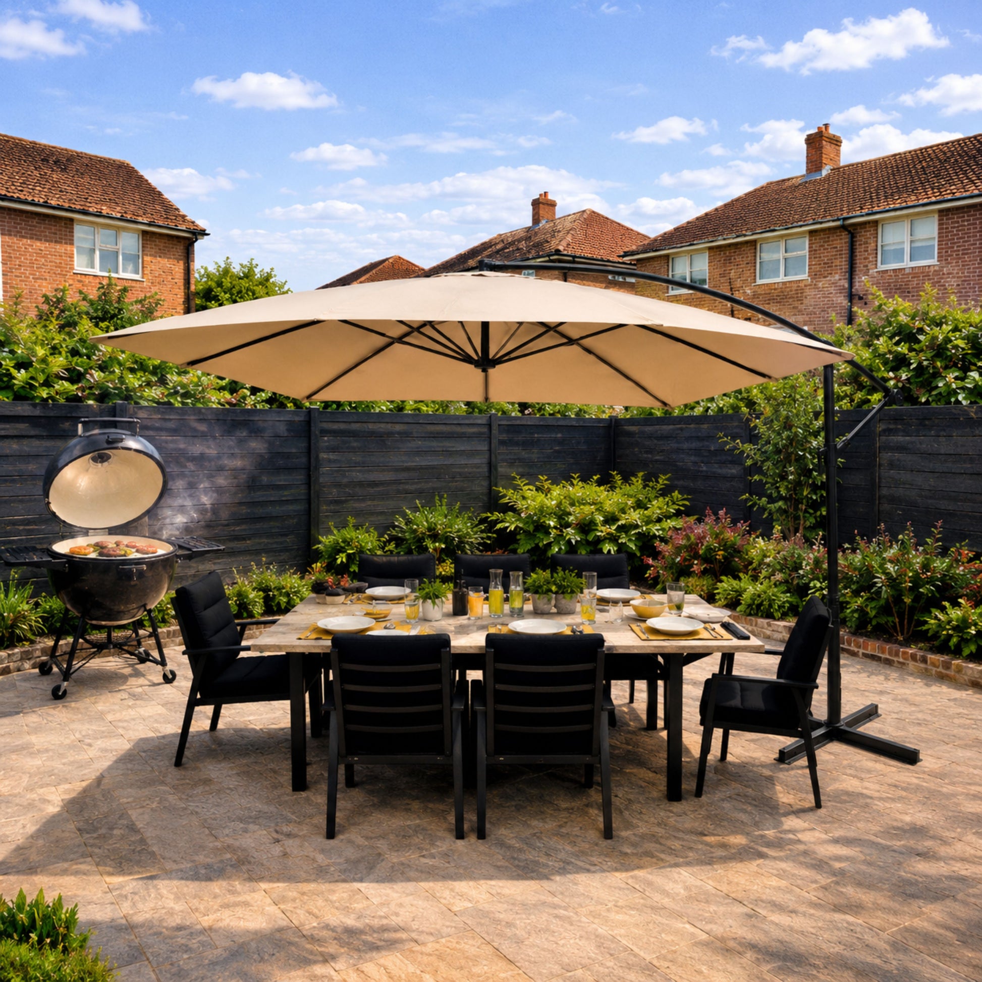 ENJOi Royal Rectangular Banana Cantilever Parasol Taupe – 3m x 2m