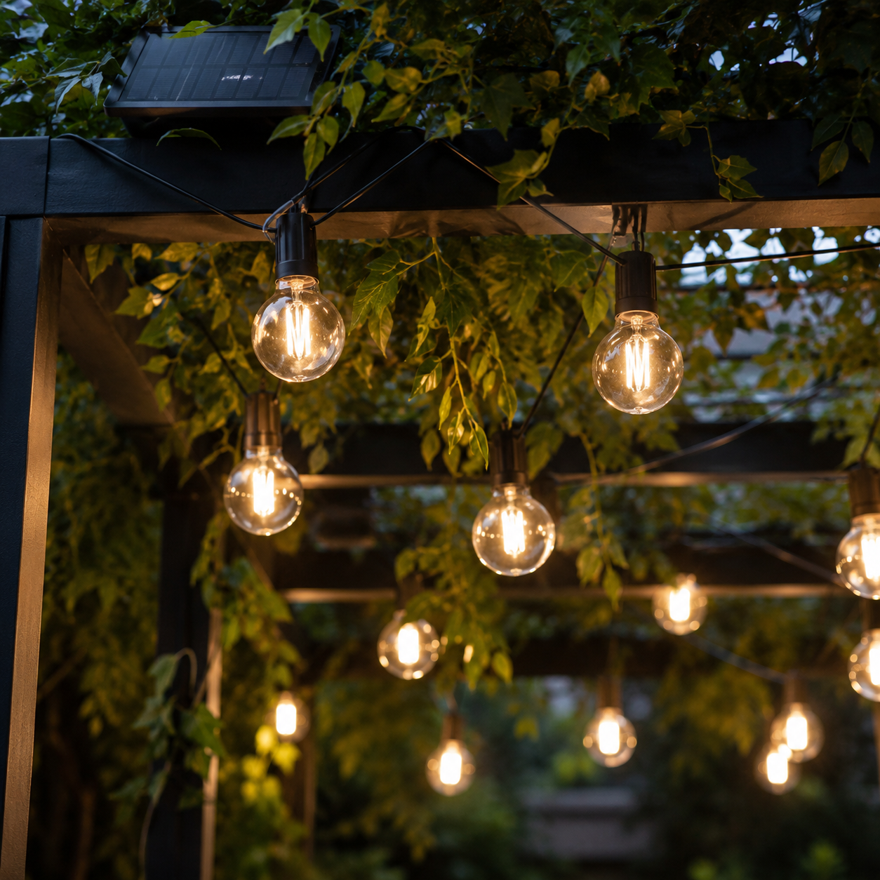 Edinburgh USB Solar Festoon Lights Set of 10 with Leaf Panel