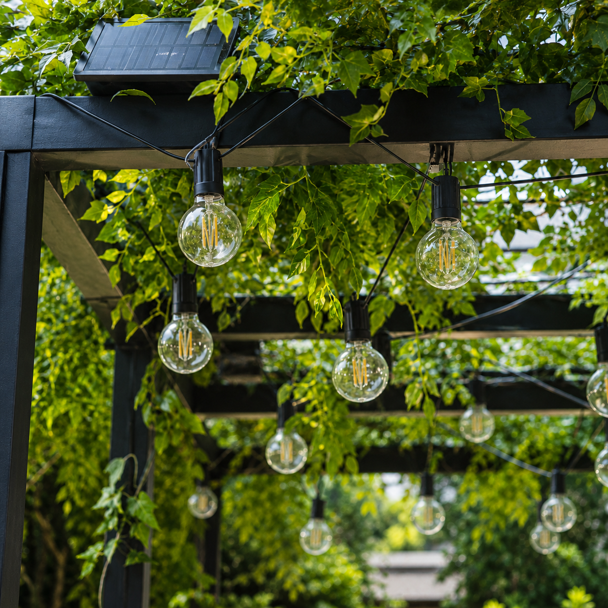 Edinburgh USB Solar Festoon Lights Set of 10 with Leaf Panel