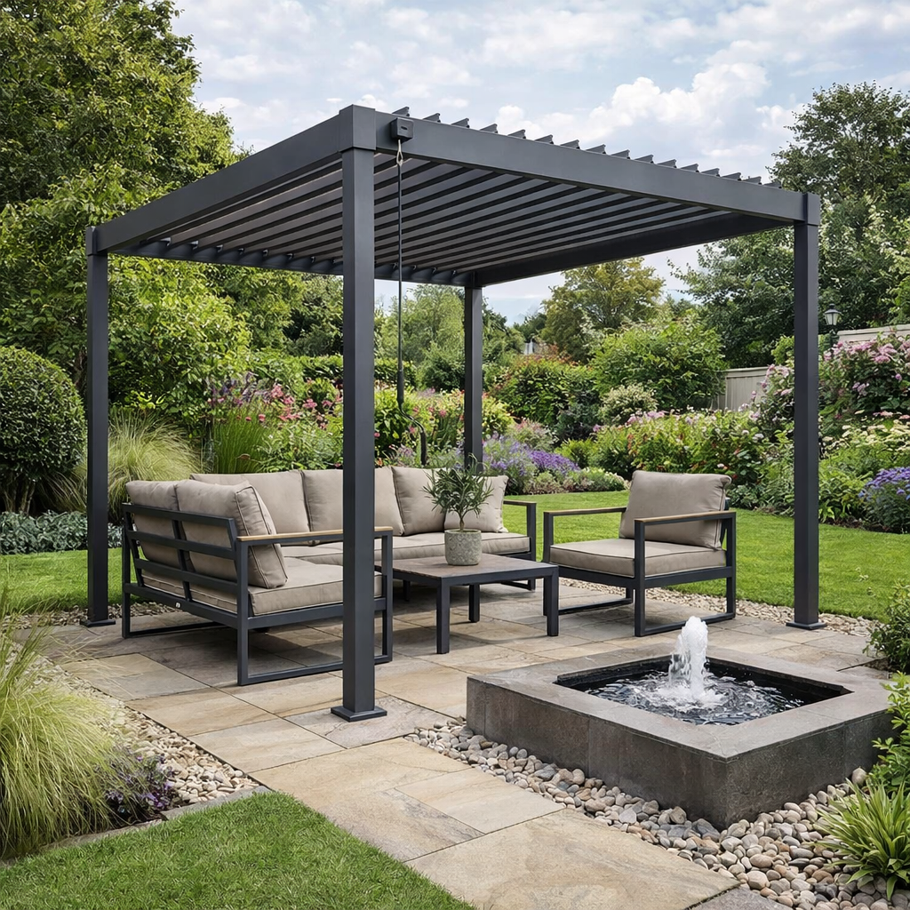 ENJOi Aura Pergola 3m x 2.4m Square Grey