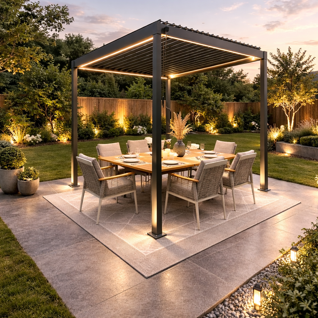 ENJOi Aura Pergola 3m x 4m Square Grey