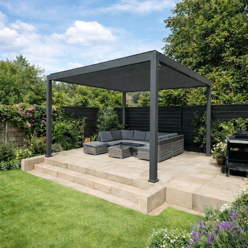 ENJOi Leo Aluminium Pergola 3.6m Square Grey