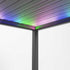 Ceiling with RGB LED strip lights on a white wall background