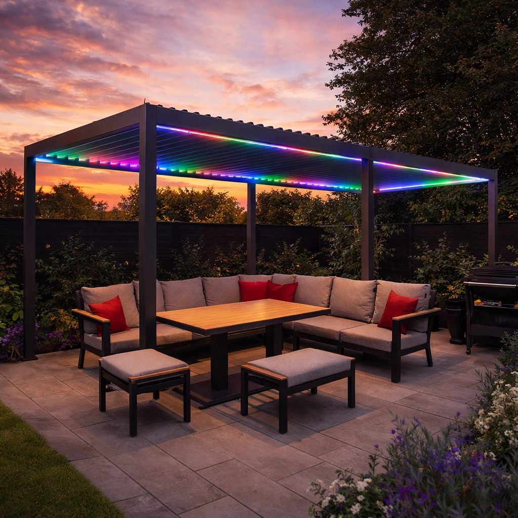 ENJOi Leo LED Pergola 6m x 3m Rectangular Grey