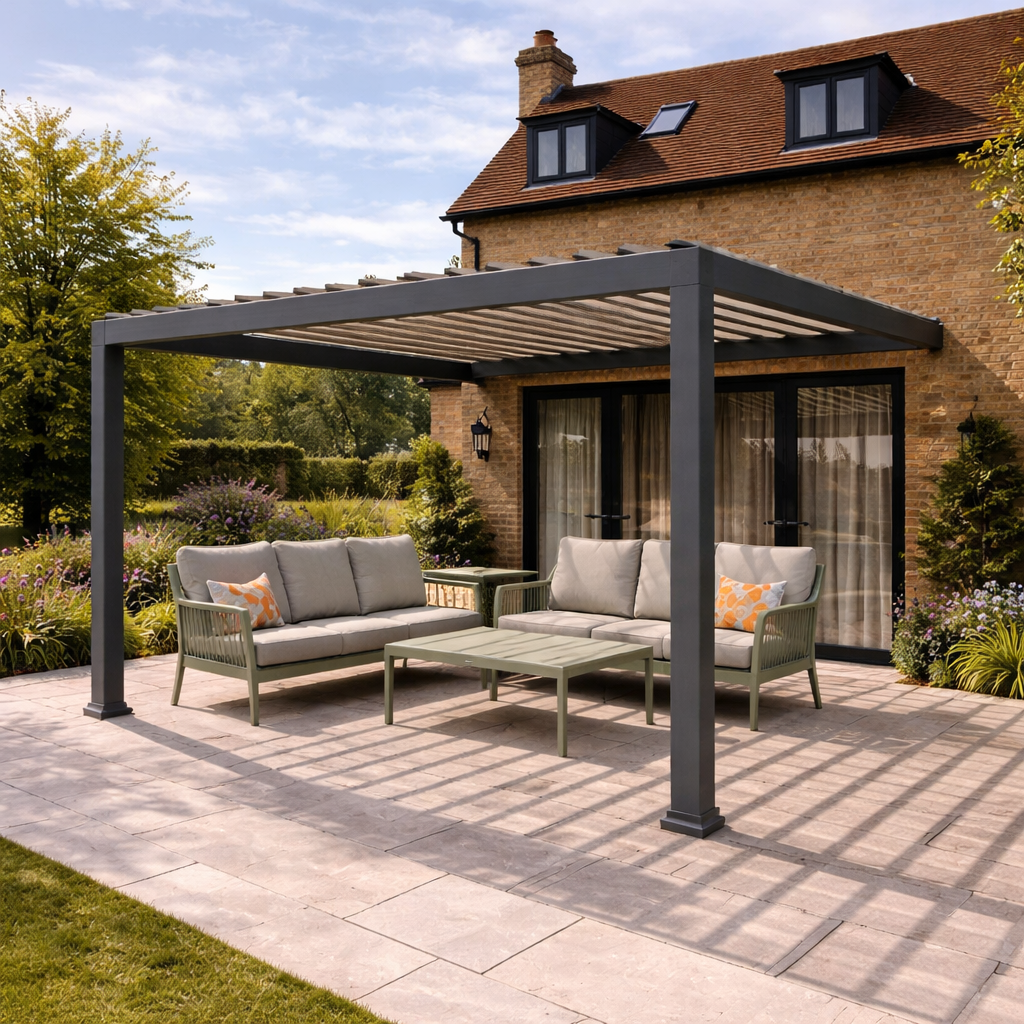 ENJOi Leo Aluminium Wall Mounted Pergola 3.6m x 3m