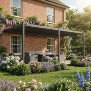 ENJOi Leo Aluminium Wall Mounted Rectangular Pergola Anthracite Grey - 6m x 3m