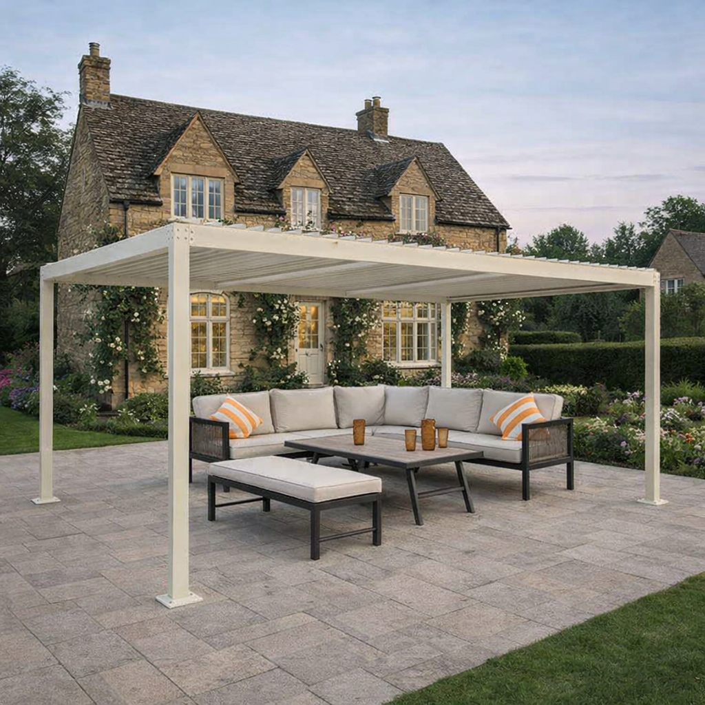 ENJOi Leo Aluminium Pergola 6m x 3.6m Rectangular Pebble